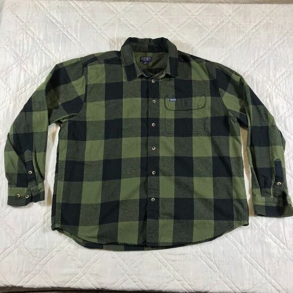 Smith's Other - Smith's Work Wear green and‎ black plaid flannel long sleeve shirt 3XB